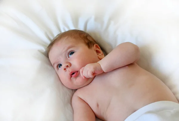 Top View Shot Cute Little Baby Boy Curious Newborn Baby — Stock Photo, Image