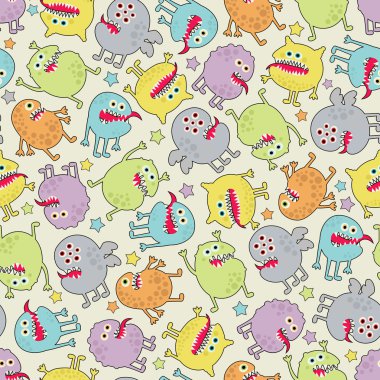 sevimli küçük canavarlar sorunsuz doku ile yıldız.