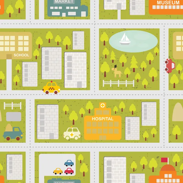 karikatür harita seamless modeli yaz şehir.