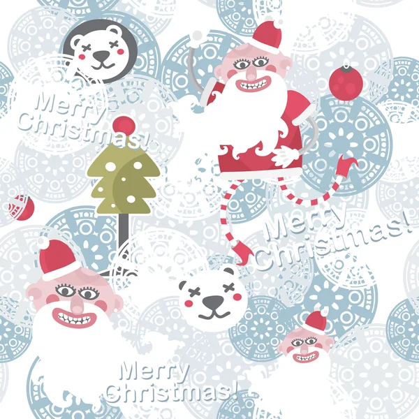 Christmas seamless background with cute Santa Claus. — Stock Vector