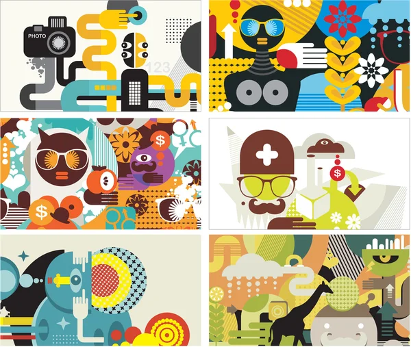 altı kartvizit kapakları.