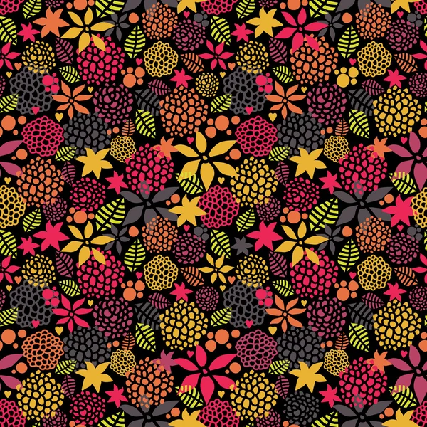 Cute night flowers seamless pattern. — Stock Vector