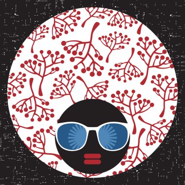 garip desen saçlı siyah baş kadın.