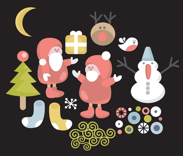 Смешные персонажи для рождественского дизайна . — стоковый вектор