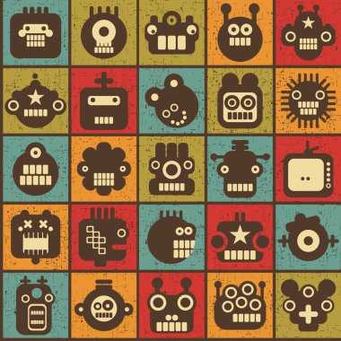 robot ve canavarlar hücre sorunsuz arka planda retro tarzı #1.