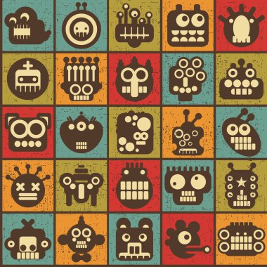 robot ve canavarlar hücre sorunsuz arka planda retro tarzı #3.