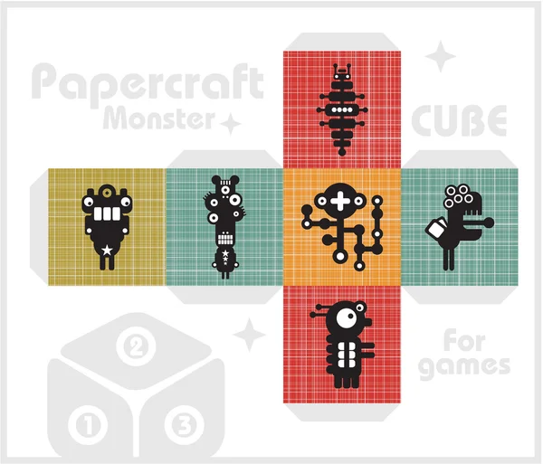 Papier kubus voor kinderen spelletjes en decoratie. — Stockvector