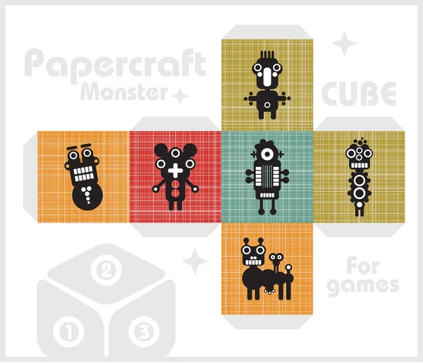 Papier kubus voor kinderen spelletjes en decoratie. — Stockvector