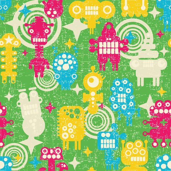 Robot and monsters modern seamless pattern. — Stock Vector