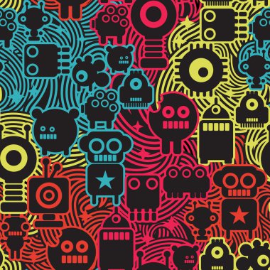 robot ve canavarlar serin seamless modeli.