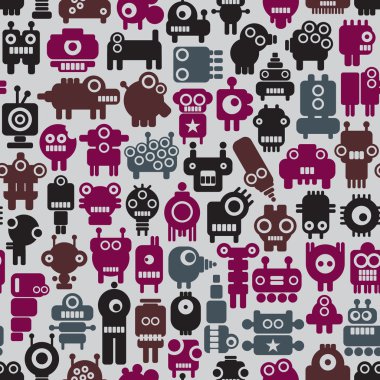 Robot seamless modeli retro tarzı.