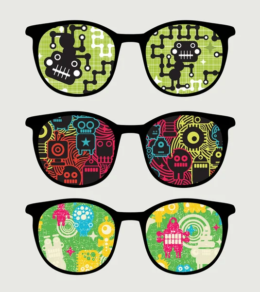 Gafas de sol retro con reflejo en ella . — Vector de stock