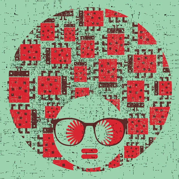 Μαύρο κεφάλι γυναίκα με μαλλιά παράξενα μοτίβο. — Διανυσματικό Αρχείο
