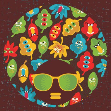 garip desen saçlı siyah baş kadın.