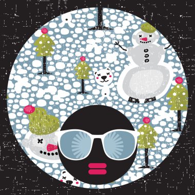 garip desen saçlı siyah baş kadın.