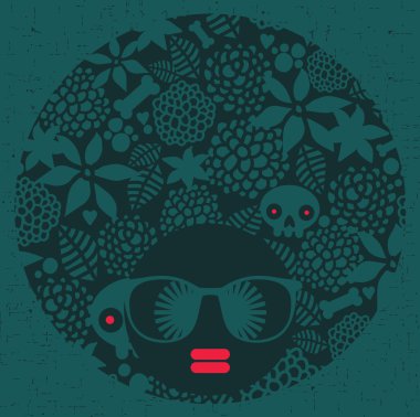 saç garip desenli siyah baş kadın.