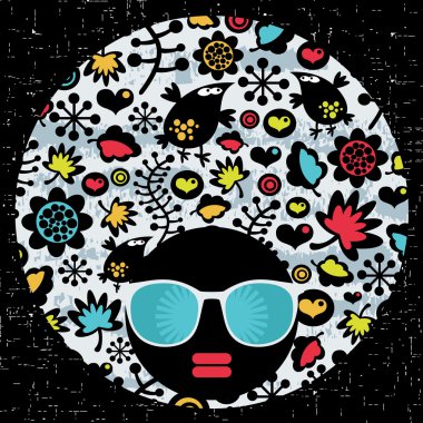 saç garip desenli siyah baş kadın.