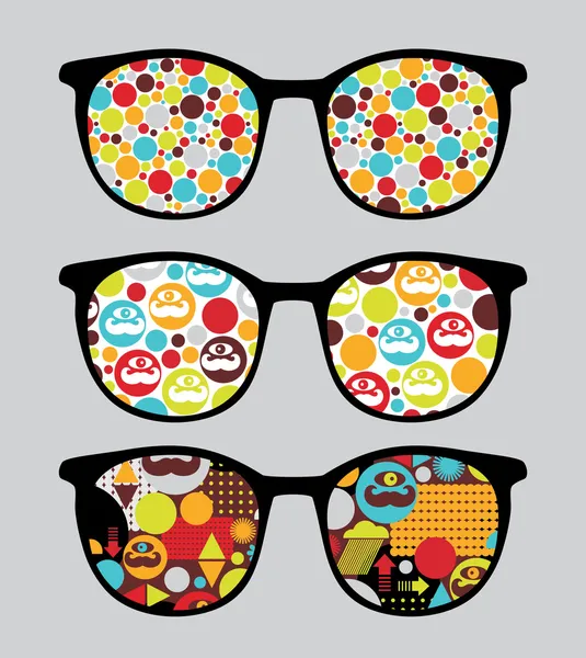 Retro sunglasses with bright reflection in it. — Stock Vector