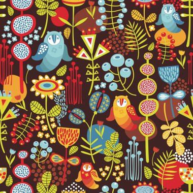 Baykuşlar ile sorunsuz arka plan.