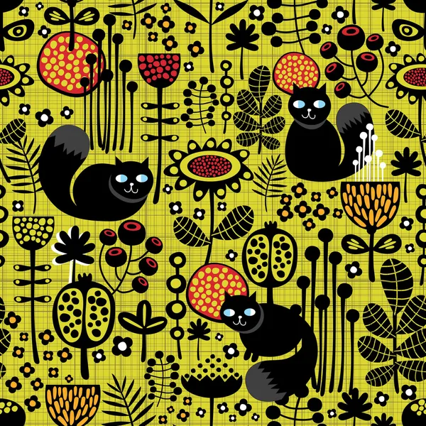 Motif sans couture avec des chats noirs. — Image vectorielle