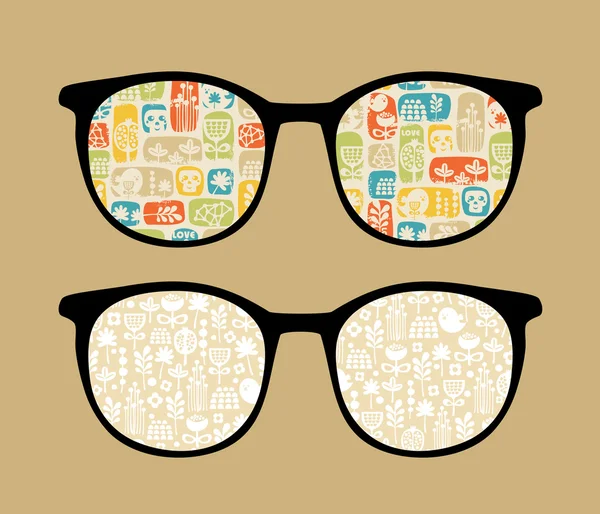 Gafas de sol retro con reflejo en ella . — Vector de stock