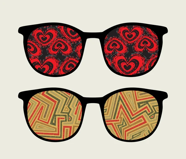 Retro sunglasses with retro reflection in it. — Stock Vector