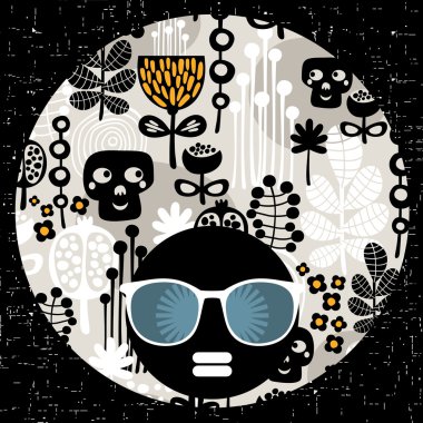 saç garip desenli siyah baş kadın.