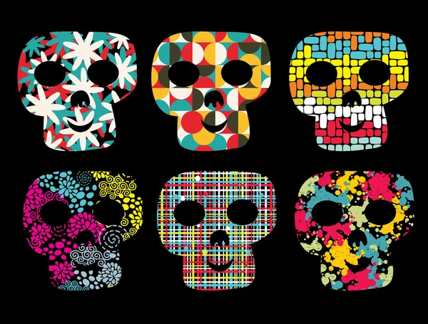 Set of cute skulls. — Stock Vector