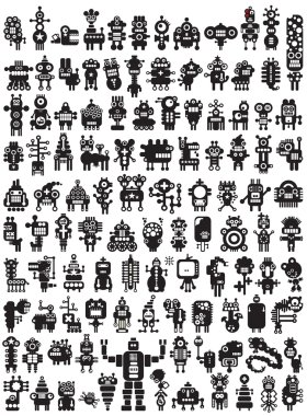 robotlar ve canavarlar ile simgeler büyük set.