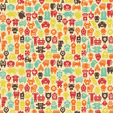 retro tarzı robotlar seamless modeli.