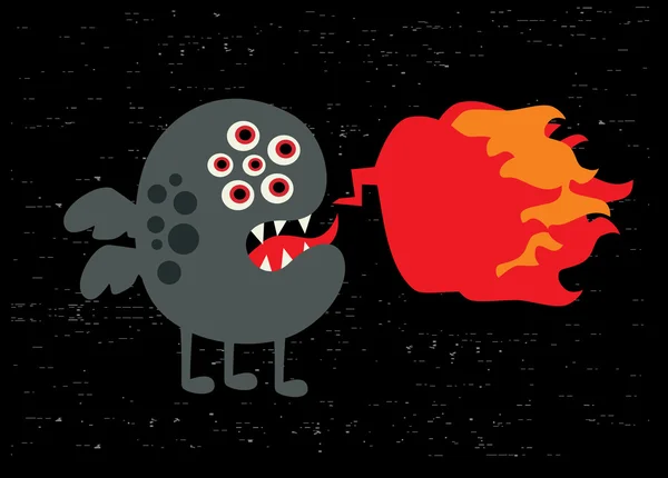 Monster with fire banner. — Stock Vector