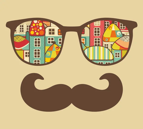 Retro zonnebril met reflectie voor hipster. — Stockvector