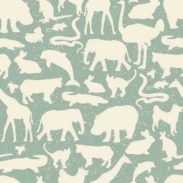 Animals silhouette seamless pattern. — Stock Vector