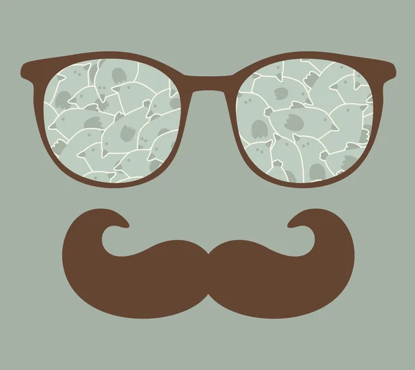 Ретро очки с отражением для хипстера . — стоковый вектор