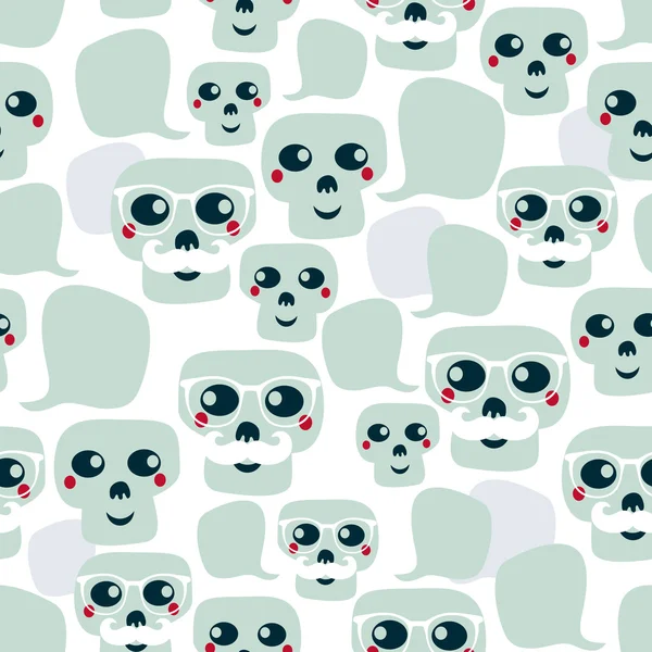 Seamless pattern with funny skulls. — Stock Vector