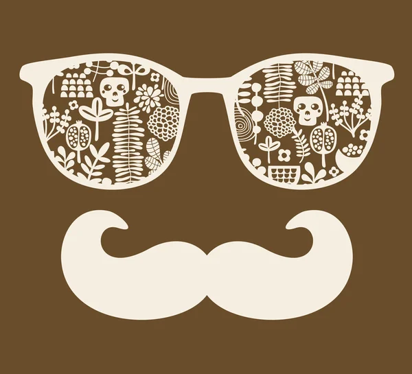 Retro zonnebril met reflectie voor hipster. — Stockvector