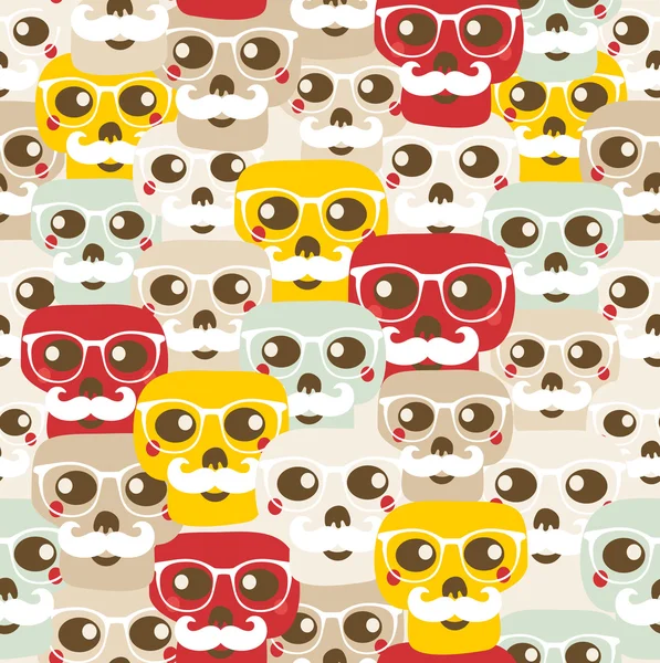 Seamless pattern with funny skulls. — Stock Vector