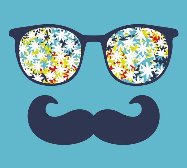 Retro zonnebril met reflectie voor hipster. — Stockvector