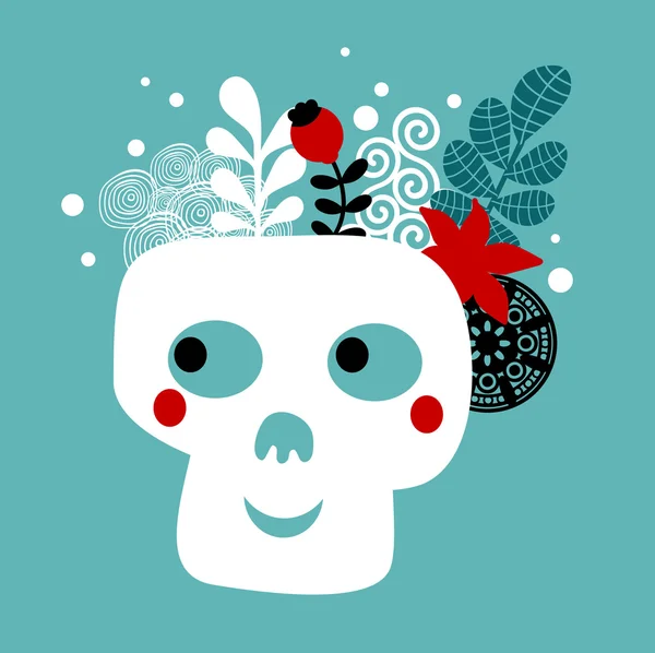 Calavera con flores . — Vector de stock