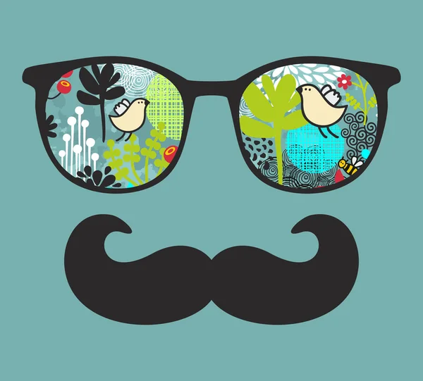 Óculos de sol retro com reflexão para hipster . — Vetor de Stock