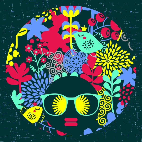 Black head woman with strange hair. Royalty Free Stock Illustrations