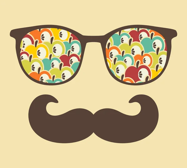 Retro zonnebril met reflectie voor hipster. — Stockvector