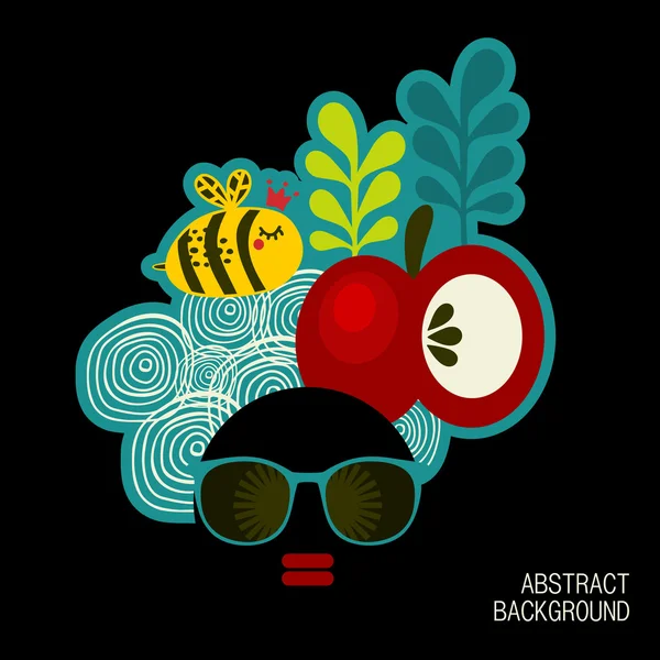 Black head woman with strange hair. Stock Illustration