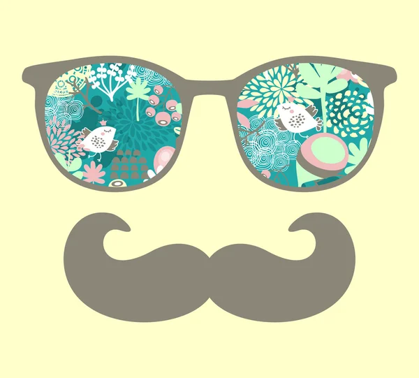 Retro sunglasses with reflection for hipster. — Stock Vector
