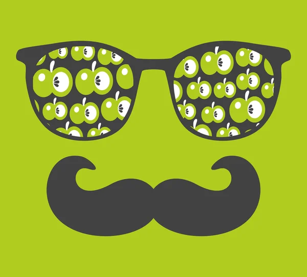 Retro zonnebril met reflectie voor hipster. — Stockvector