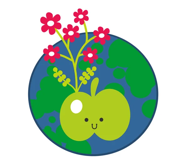 Icono de Apple y la Tierra . — Vector de stock