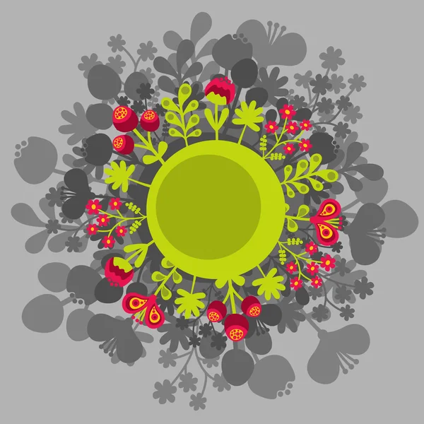 Bannière ronde avec fleurs . — Image vectorielle
