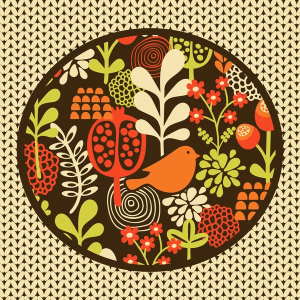 Oiseaux et fleurs motif textile . — Image vectorielle