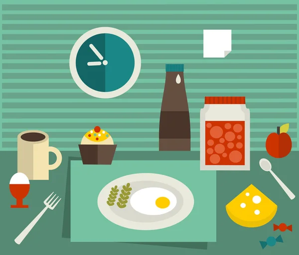 Nourriture et boissons sur la table . — Image vectorielle