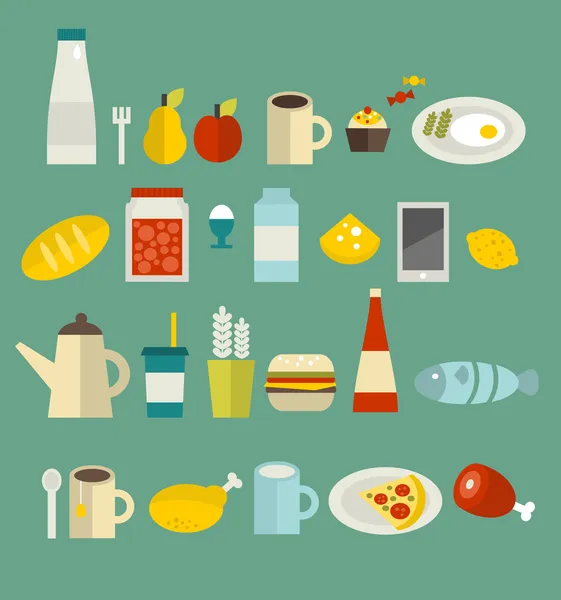 Conjunto de iconos de alimentos. — Archivo Imágenes Vectoriales